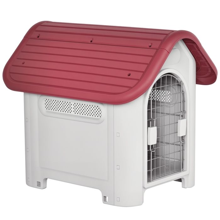 Comparer les prix de Niche pour chien extérieur - PawHut - double porte en métal et multi-ventilation - PP - 59 x 75 x 66 cm - rouge