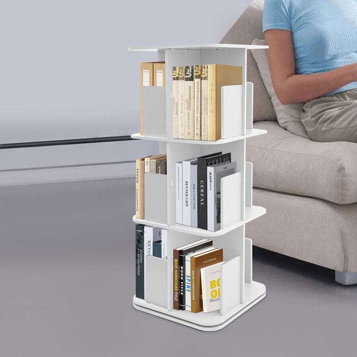 Bibliothèque rotative à 3 niveaux affichage rotatif à 360° étagère multifonctionnelle organisateur pour salon