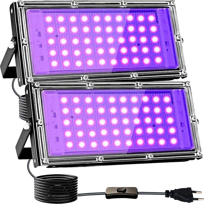 Lumiere Noire D 50W Lot de 2 Projecteur D UV Extérieur 395-400nm Lumière Noire Ultraviolet IP65 Etanche Lampe 50W-2PCS LAMPE UV