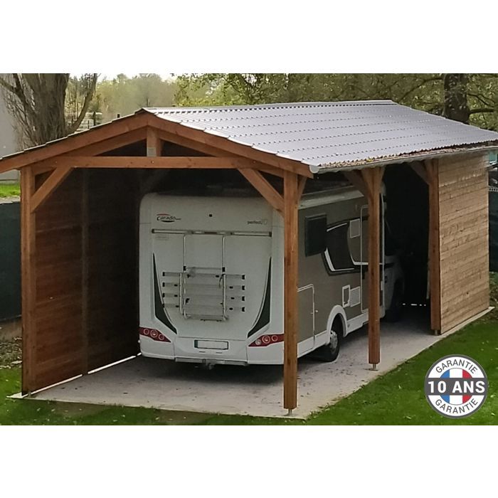Carport Bois Douglas Français camping car 43 m² – 2