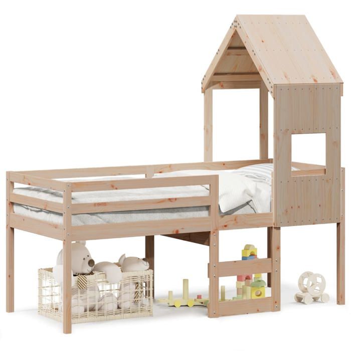 Promotion SummerPetit simple/Meuble de chambre - Cadre de Li/Lit haut - 1 PLACES - sans matelas 90x190cm bois de pin massif @EU919
