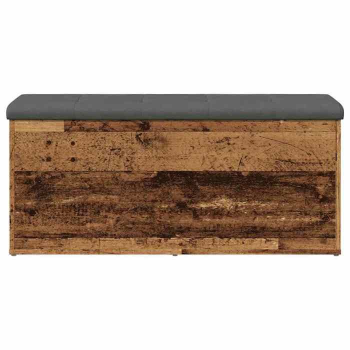 Tabouret de rangement ZENCORE - Banc de rangement - Montage simple - banc de lit - vieux bois 102x42x45cm - Bois dingénierie LH4810