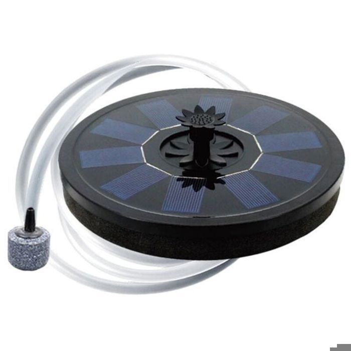 Comparer les prix de Aérateur détang solaire - PZCC - Pompe flottante - Tuyau dair - Pierre à bulles - 5V/1.5W - 180x180 mm - Noire