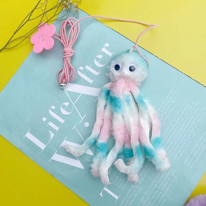 Jouet interactif pour chat - Phoesky - Forme de pieuvre - Peluche suspendue - Corde élastique - Cloche intégrée
