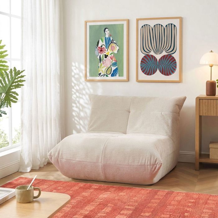Fauteuil compressé KAIDO 1 place en mousse et tissu beige Fauteuil compressé KAIDO 1 place en mousse et tissu beige