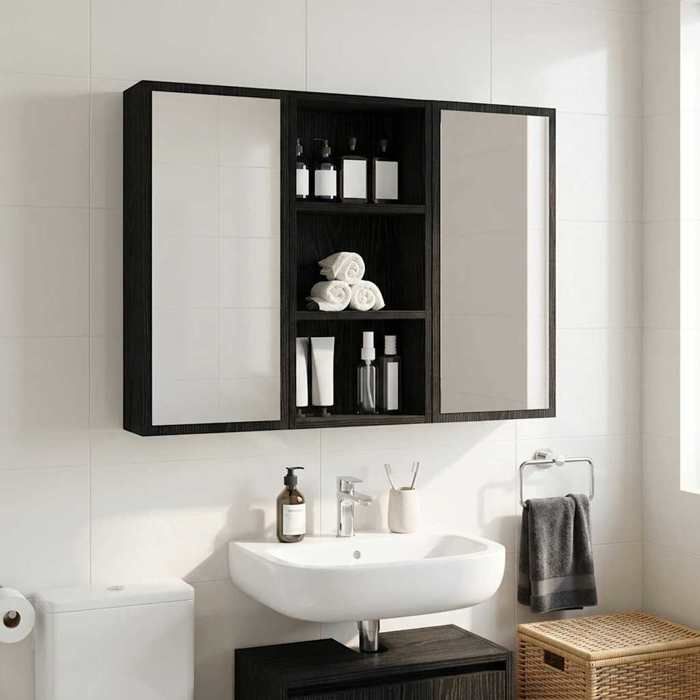 vidaXL Armoire murale de salle de bain Chêne Noir 30 x 16 x 62 5 cm 889336