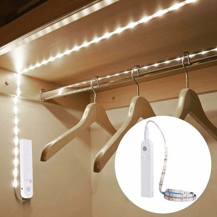 Lampes sous armoire LED 3 m - Capteur de mouvement - Rechargeable USB - Intensité variable - Blanc froid 6000 K HBCL