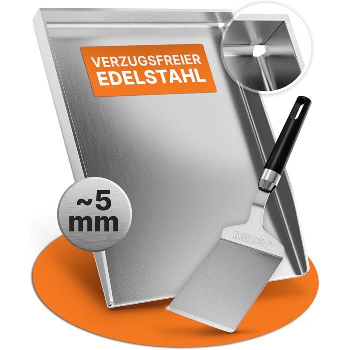 Premium Plancha Lot De 40x30 Cm En Acier Inoxydable 4 8 Mm DÉpaisseur Pour Gaz Charbon Et Induction Avec Spatule Pour Barbecue