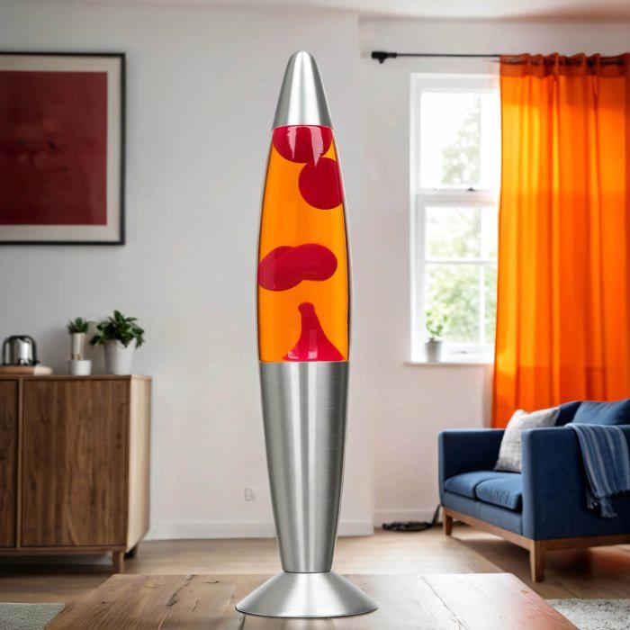 Lampe à lave moderne Orange Rouge petite 36 cm G9 25 W avec interrupteur à fil ampoule incluse idée cadeau pour les nuits bla