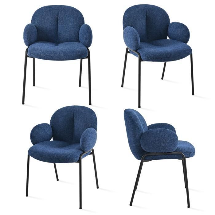 GOEURVANT Lot de 4 Chaises Ergonomiques Bleu Chenille Rembourrage Confortable New Eclecticism pour Salle a Manger Coiffeuse Salon