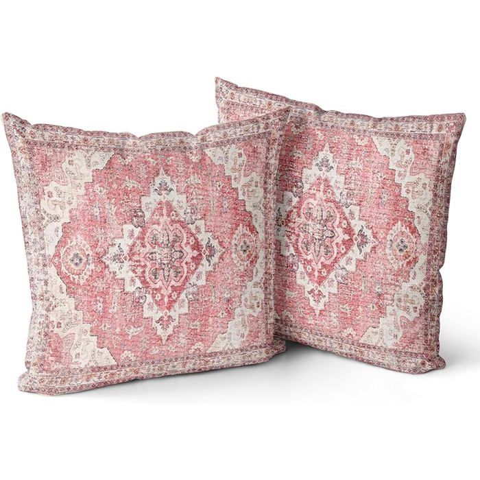 Lot de 2 Housses de Coussin Boho Rose Antique et Vintage Design Housse de Coussin en 40x40 cm Doux 40 x 40 cm (Lo HOUSSE DE COUSSIN