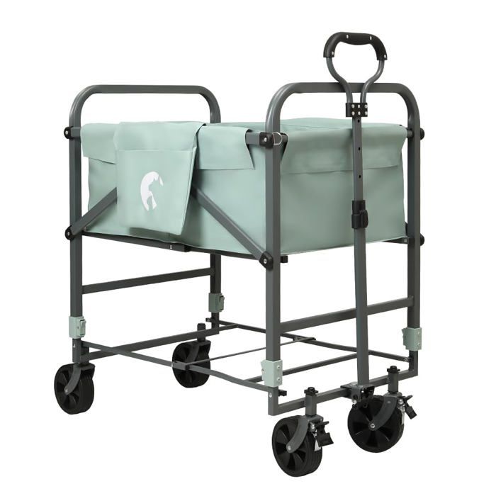 Baignoire pliable chien chariot toilettage portable hauteur ajustable 4 niveaux roulettes 360° chiens petits et moyens. Vert