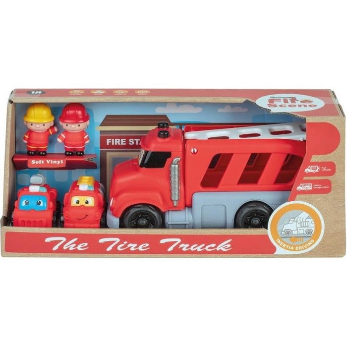 Coffret véhicule pompier à friction - WDK PARTNER - Soft - 2 personnages - Porte arrière ouvrante - Dès 18 mois