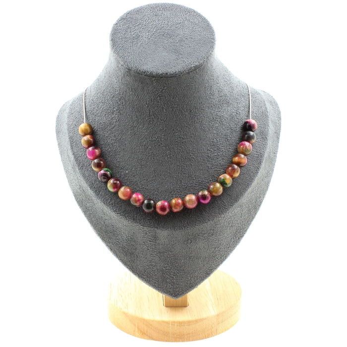Collier Perles Homme 6mm - Fausses Perles élégantes - Longueur 18 Pouces - Style Ras Du Cou