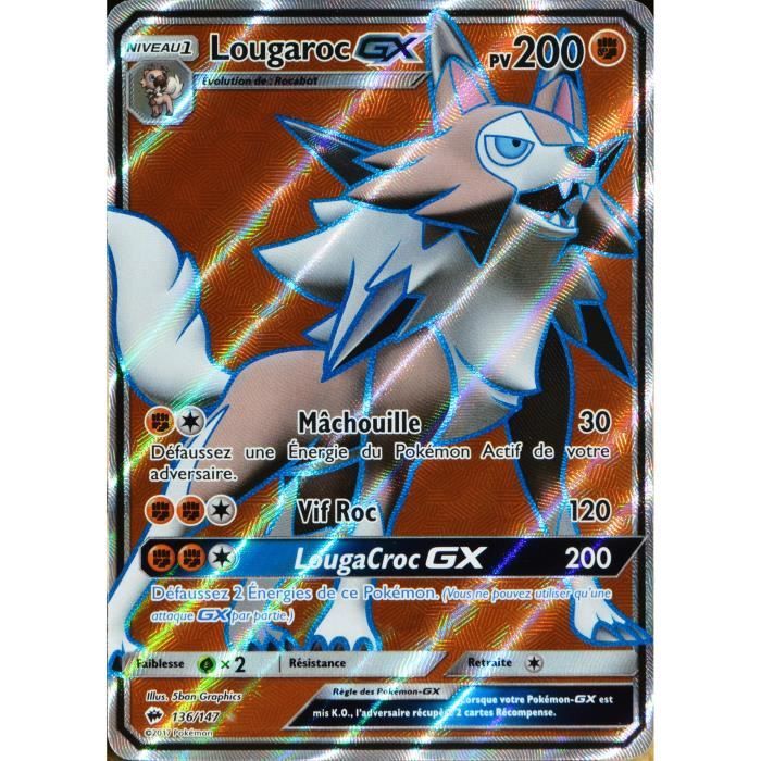 Carte Pokemon LOUGAROC 136//147 GX Full Art Soleil et Lune 3 SL3 Française NEUF