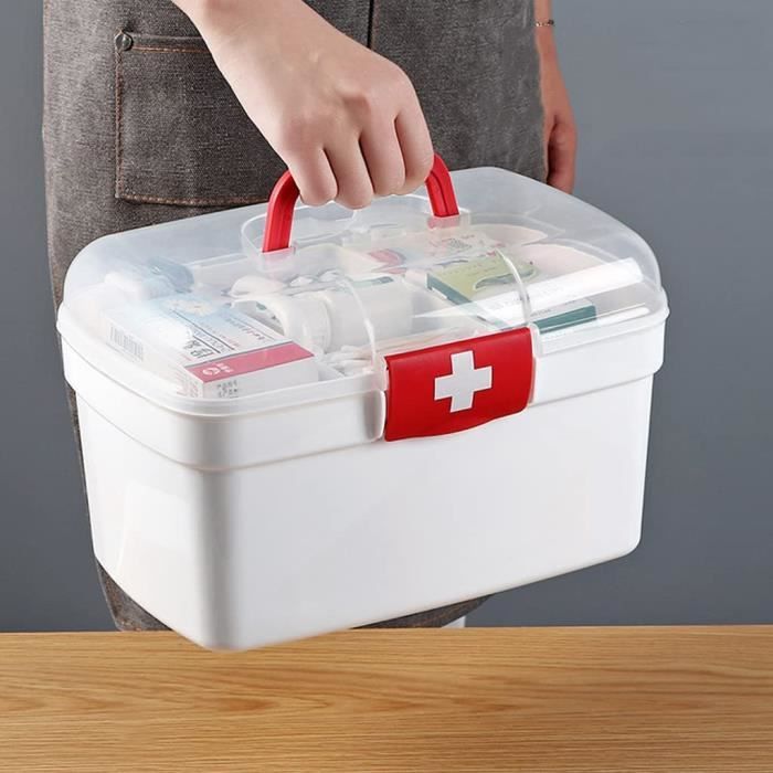 Boîte à Pharmacie Portable à 3 étages, Boîte de Rangement à Médicaments en  Plastique, Boîte à Médicaments Pliable avec Poigné - Cdiscount Maison