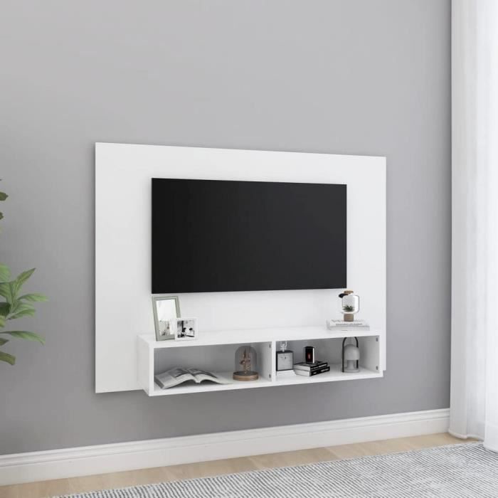 Meuble TV Suspendu Meuble TV Mural Design Étagère Murale pour Télévision Meuble TV Mural Blanc 120x235x90 cm Aggloméré[1245]