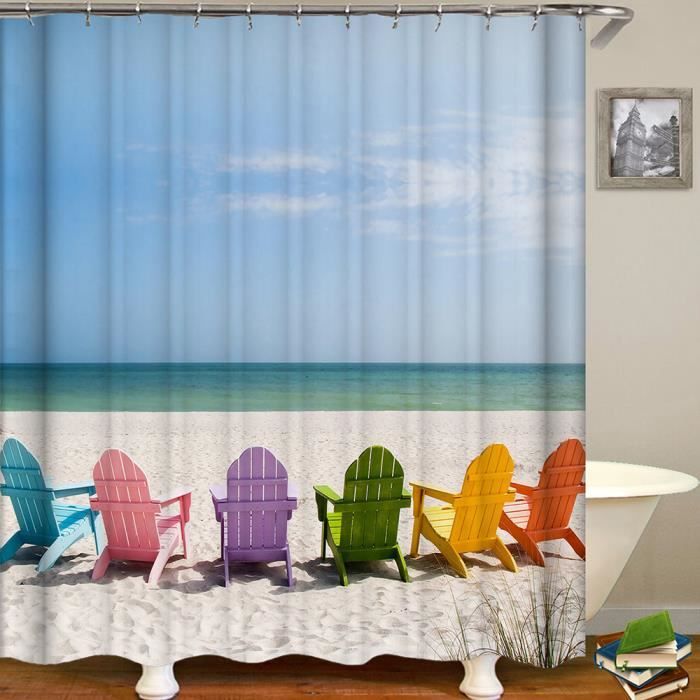 Rideau De Douche Bord De Mer Imprime Rideaux D Occultation Impermeable Rideau De Salle De Bain Etanche A La Moisissure600 Achat Vente Rideau De Douche Soldes Cdiscount