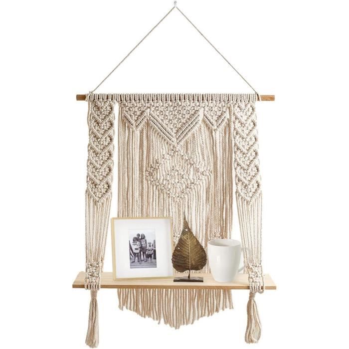 Étagère Murale Suspendue En Macramé À 3 Niveaux - Style Bohème