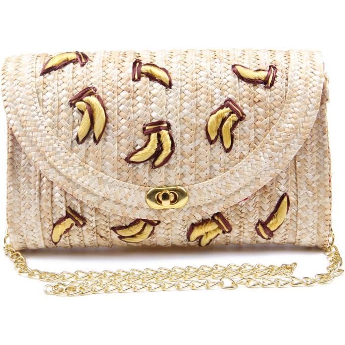 Sac à Main En Paille Pour Femme - Grand Fourre-Tout Tricoté Main Été Rotin Tissé