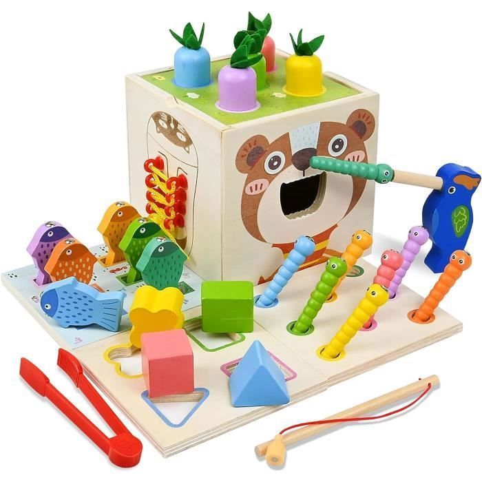 Jeux Montessori Jouet en Bois Multi-Activités pour Enfants 1 2 3 4 Ans