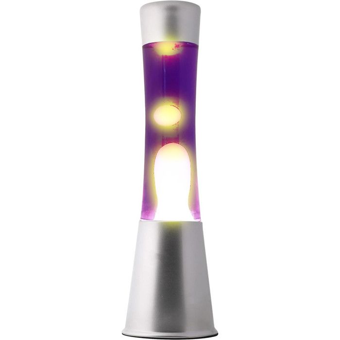 ITotal XL1797 Lampe à Lave 30 cm avec Base Argentée Liquide Violet et Cire Jaune