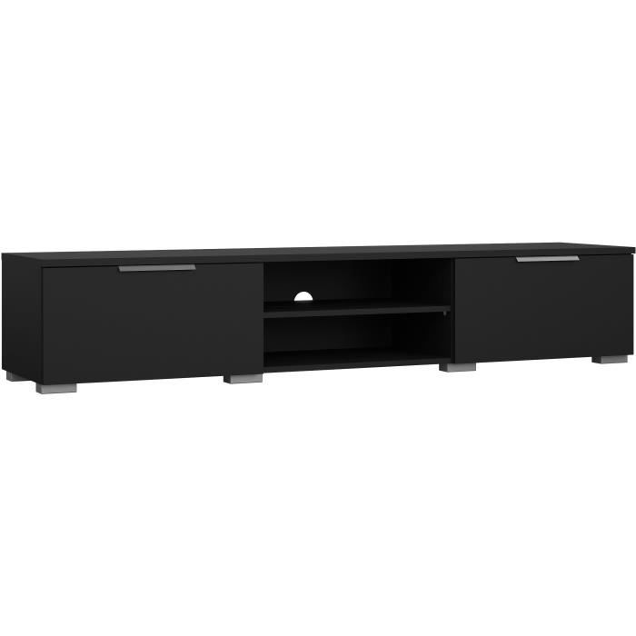 Meuble TV - MATCH - Noir mat - 2 tiroirs une niche - 1727 x 399 x 331 cm