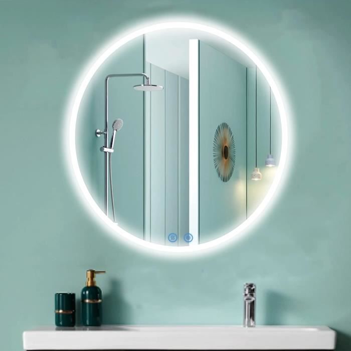 Miroir De Salle De Bain Lumineux LED Alasta - Bluetooth, Horloge, Interrupteur - Moderne