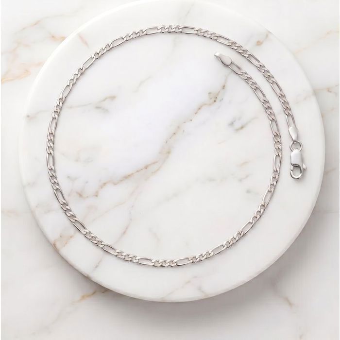 Chaîne de Cou - Maille Cheval - Figaro - 60 cm - 2 mm - Argent 925/1000 - Fin et Rhodié - Femme/Homme