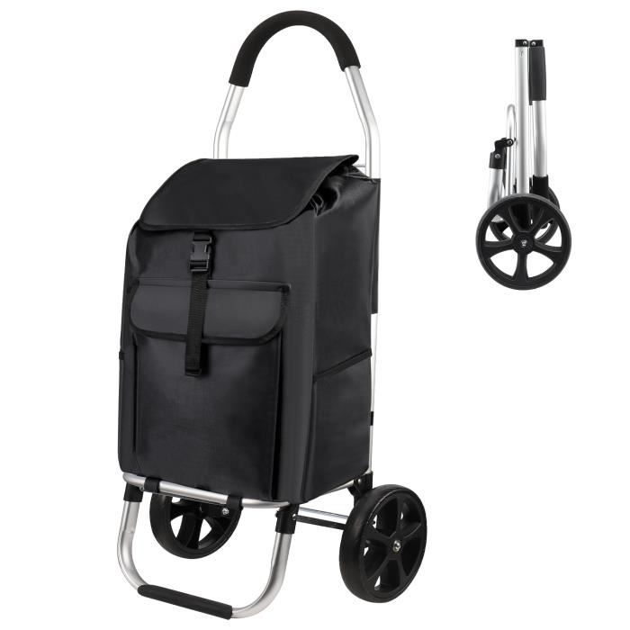 Chariot de courses pliable 35 litres - Noir - Maison Futée