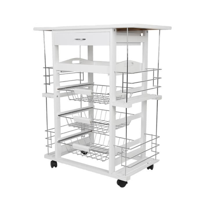 Keke Meuble Rangement Etageres Desserte De Cuisine Avec Roulettes 3 Paniers 1plateau 1 Tiroir Achat Vente Desserte Billot Keke Meuble Rangement Etage Cdiscount