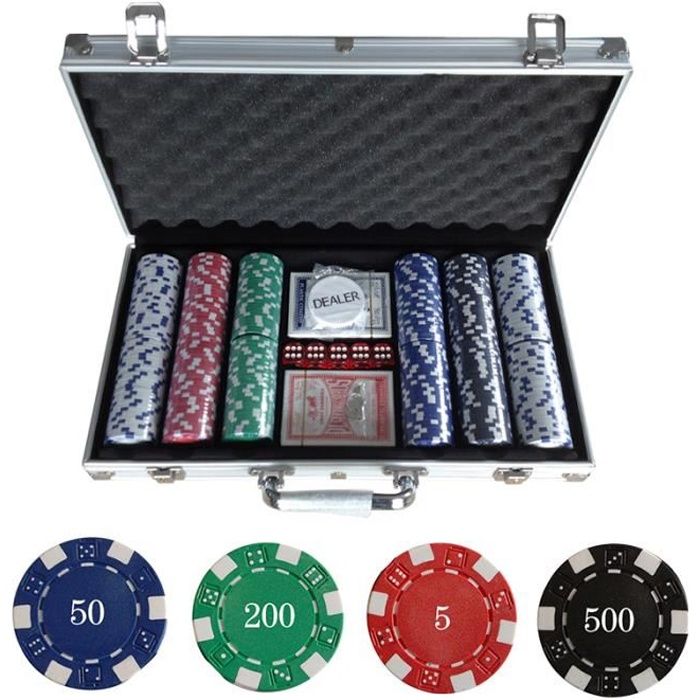 Jetons de poker ALU-Boîtier arrondis Poker valise malette 300/500 jetons puce 