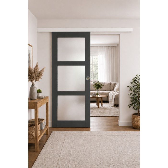 Porte Coulissante Intérieure En Verre Schulte - 88x203 Cm - Verre Sécurité ESG 8mm