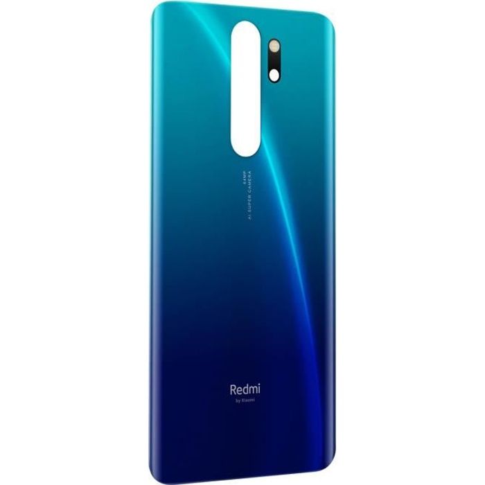 Cache Batterie Arrière Xiaomi Redmi Note 8 LOGO Vitre Caméra Bleu Adhésif
