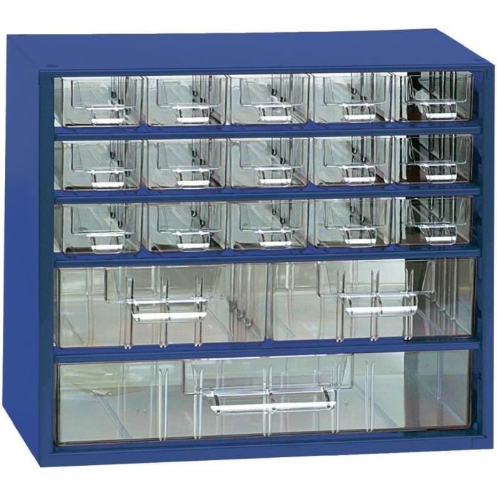 Armoire d'atelier 18 tiroirs bleu 306 x 155 x 285 mm - Chassis métallique - Rangement pratique