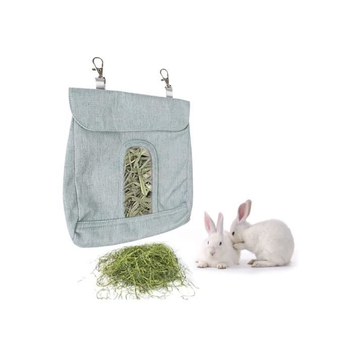 Sac de Foin pour Cochon dInde - Haute Qualité - Sac de mangeoire Suspendu - 14*14*4cm - Bleu