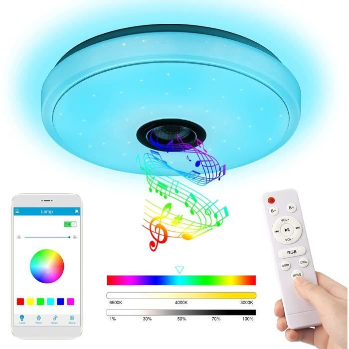 Plafonnier LED RGB à intensité réglable, 36W, télécommande sans fil,  télécommande, musique, Bluetooth, lampe de plafond - AliExpress