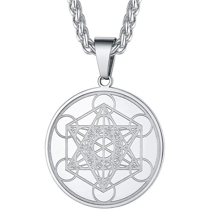 Collier Cube de Metatron-Étoile de David Pendentif Géométrie Sacrée ...