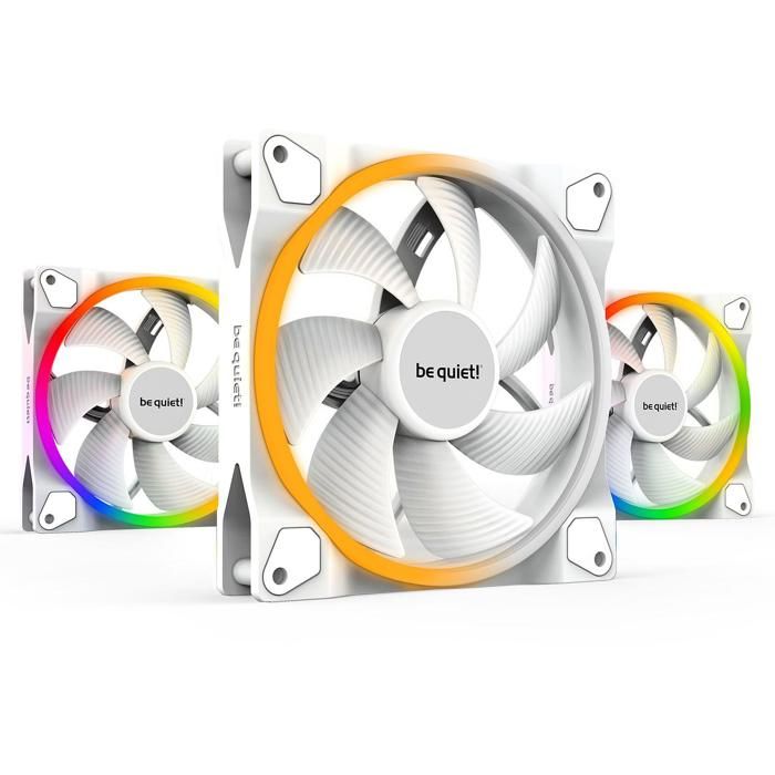 Kit de 3 ventilateurs PWM ARGB Light Wings 140mm Blanc – BE QUIET