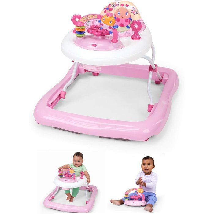 BRIGHT STARTS Trotteur bébé pliable évolutif June Berry Delight Jouet amovible lumières & sons 3 hauteurs réglables dès 6 mois Rose