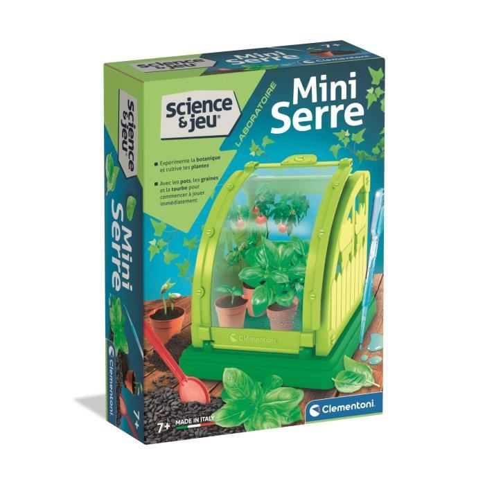 Clementoni | Science & Jeu : Mini Serre – Kit Botanique Enfant + | Serre à Assembler avec Pots Tourbe Graine | Jeu Éducatif Scientifique pour Découvrir la Botanique | Ideé Cadeau