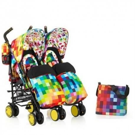 Poussette Double Cosatto PIXELATE + sac 