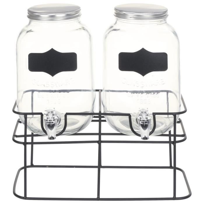 Eau Minerale Relaxdays 2x Distributeur De Boissons 8 Litres - Distributeur D 'eau En Récipient Verre Support Verres Eau Minerale Relaxdays 2x Distributeur De Boissons 8 Litres - Distributeur D 'eau En Récipient Verre Support Verres