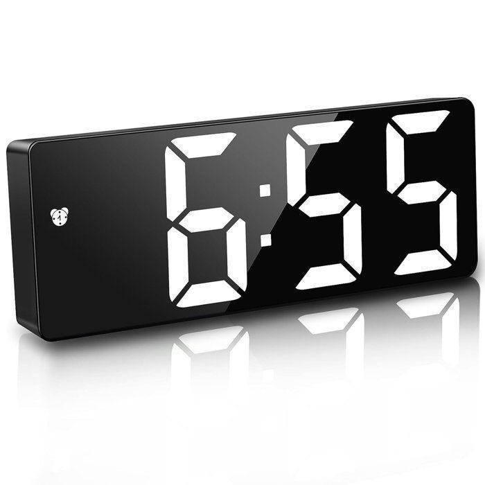 Réveil LCD facile à lire avec calendrier et thermomètre, plusieurs réglages d'alarme (rose