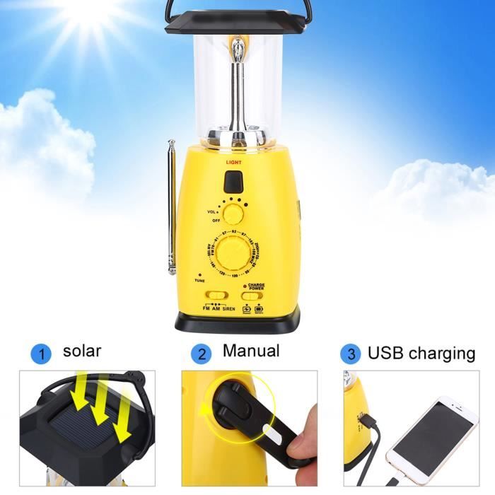 Lot De 3 Lampes De Camping Rechargeables – Solaire + USB-C, 60 Lm, 3 Modes, Avec Mousqueton – Idéales Pour Tente, Panne De Courant Ou Rando