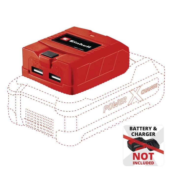 Einhell Bloc d'alimentation USB sans fil TE CP 18 Li USB Power X Change 18V 2 Ports USB Livré sans Batterie ni Chargeur