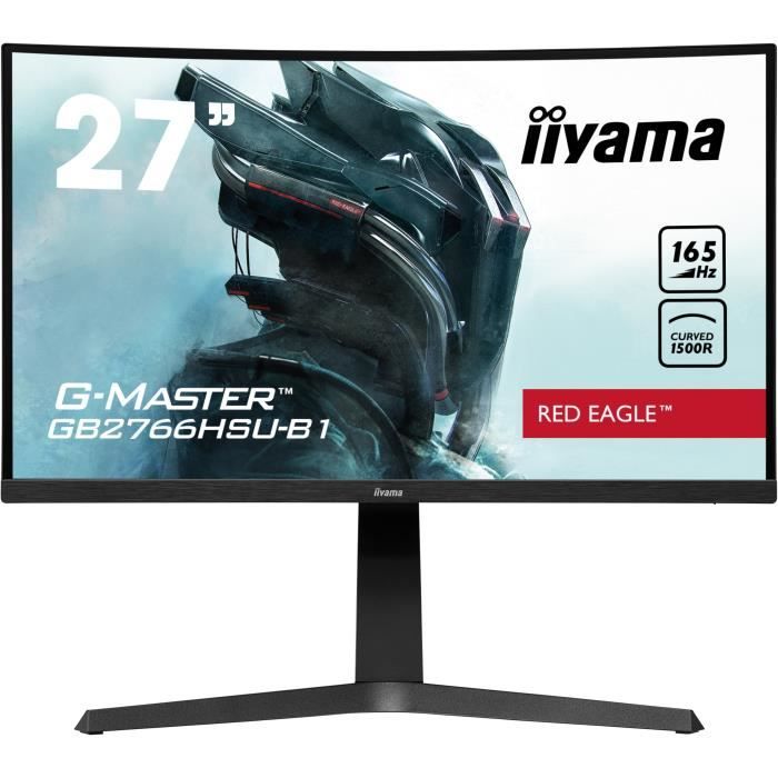 Ecran PC Gamer Incurvé - IIYAMA -  27 - FHD - 165Hz - Dalle VA - 1ms - Ajustable en hauteur - GB2766HSU-B1