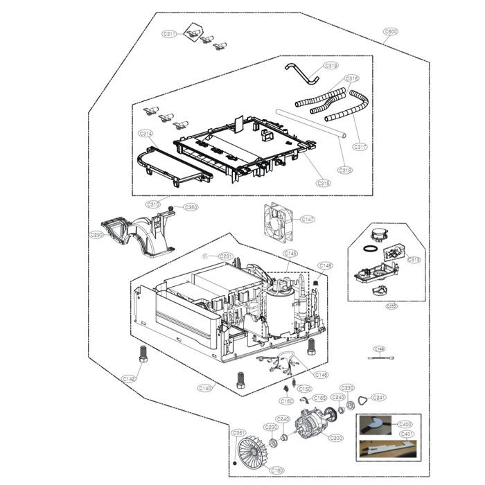 Pompe à chaleur LG C600 Sèche linge Compatible avec RH9052IX et RH9052WH