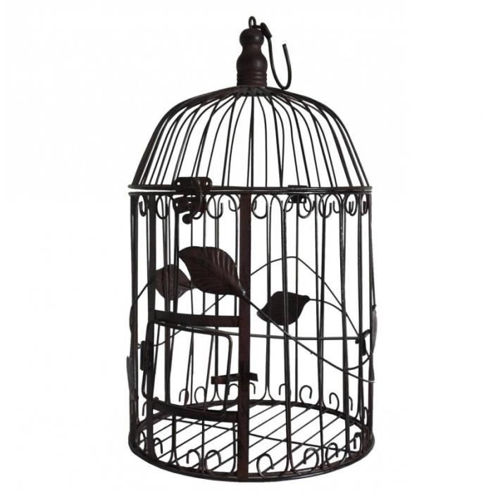 Meilleurs prix pour Petite Cage à Oiseaux à Poser ou Volière Enclos à Volatiles Ronde à Suspendre en Fer Patiné Marron 19x19x42cm