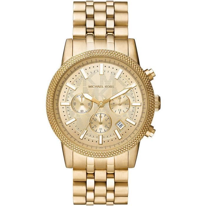 Montre Hutton de Michael Kors chronographe, en acier inoxydable, dor&eacute;e, pour homme, MK8953